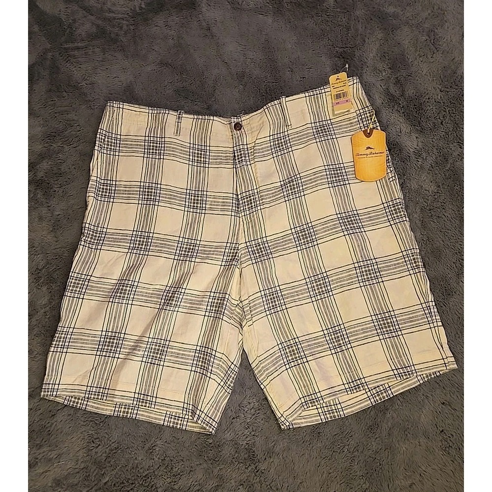 NWT Tommy Bahama Paradise Nation Mens 38 Grey Black Striped Shorts MSRP $98 Luxe